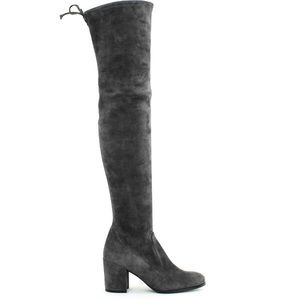 Stuart Weitzman TIELAND over-the-knee dark gray stretch suede boots. 9.5